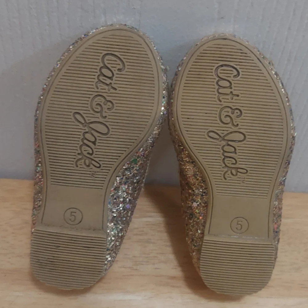 Cat & Jack Glittered Baby Girl Slip On Shoes Size 5